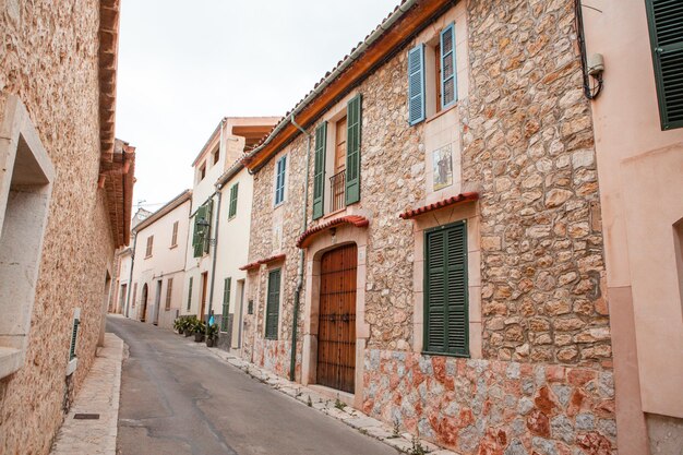 View of a medieval street of the picturesque Spanishstyle village Mancor de la Vall in Majorca or M