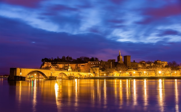 View of the medieval town of Avignon at morning