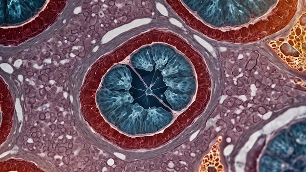 Photo view in microscopic adenocarcinoma of cytology slide from fna breast by pathologistmedical concept background