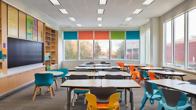 View of the modern classroom in the school