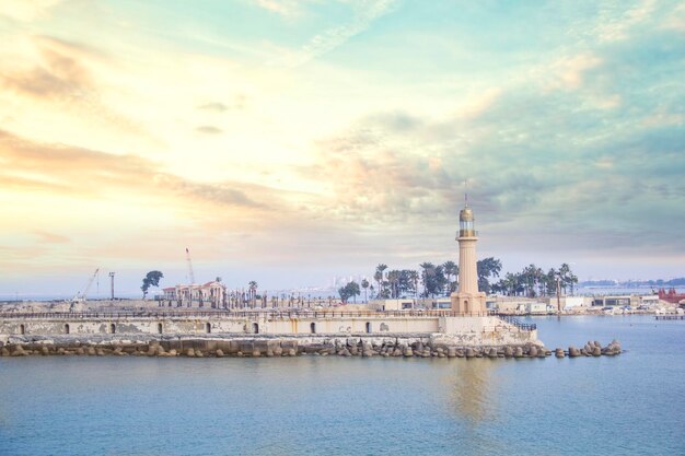 View of the Montaza Lighthouse of Alexandria in Alexandria, Egypt