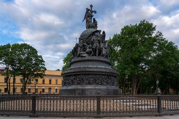 View of the Monument to the Millennium of Russia Novgorod Kremlin Veliky Novgorod Russia