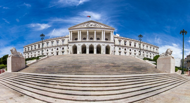 View of the monumental Portuguese Parliament (Sao Bento Palace), located in Lisbon, Portugal.