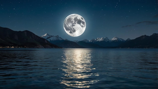 The view of the moon sparkling on the surface of the water