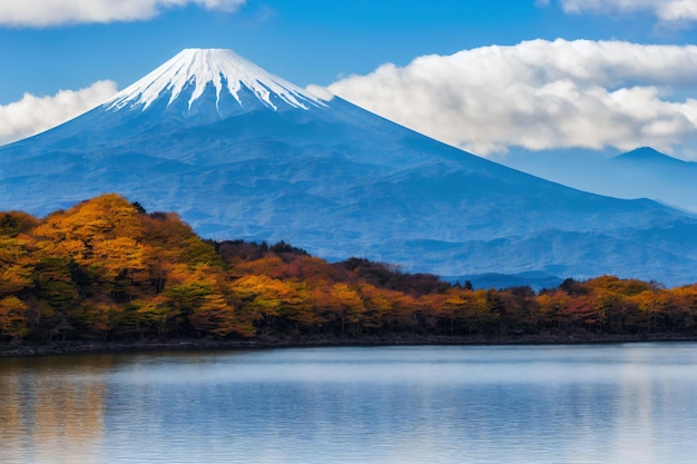 View of mount fuji and lake