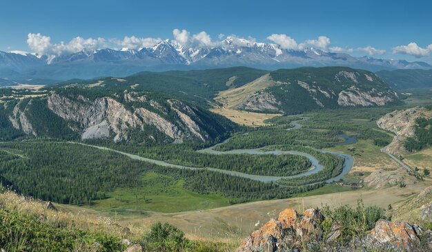 View of the mountain valley summer day