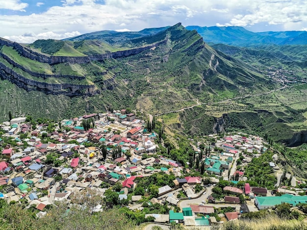 View of the mountain village of Gunib Dagestan Russia June 2021