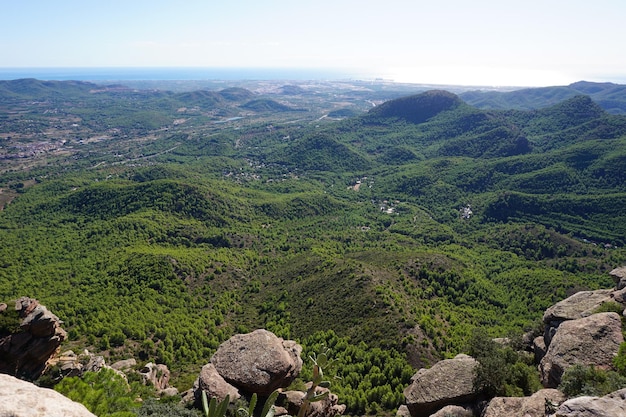 A view of the mountains from the top of the mountain