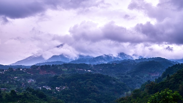 View of mountains and hills after heavy rain, Bogor, Indonesia