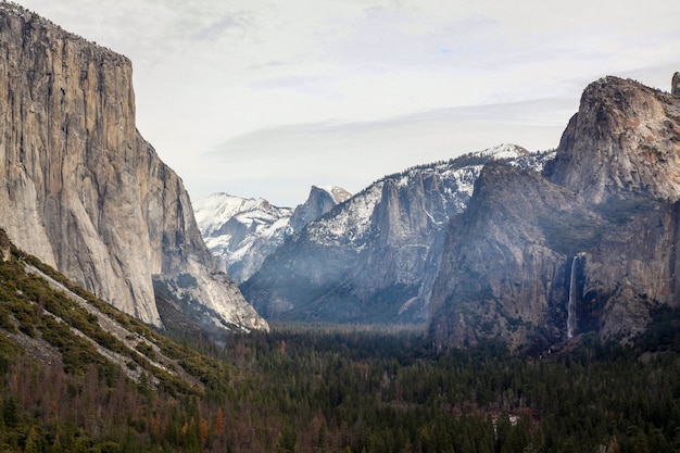 View of nature landscape at Yosemite National Park in the winter,USA.