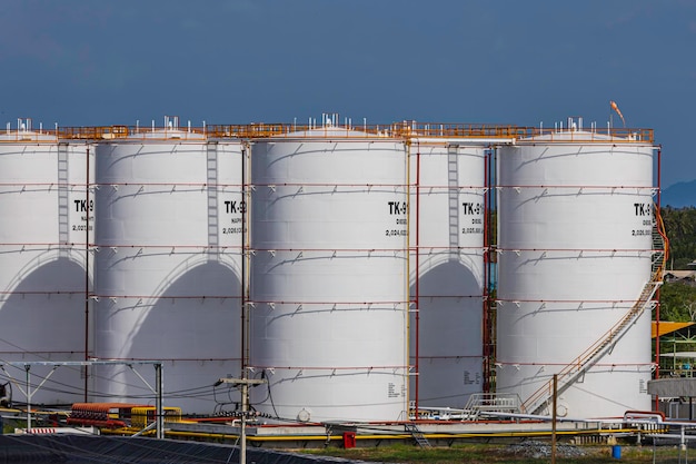 View of the new installation crude oil storage tank in the tank farm storage tanks can be used to hold materials