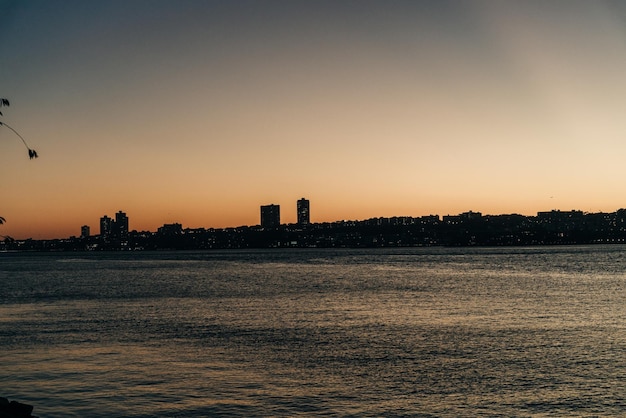 view of new jersey at sunset city silhouette