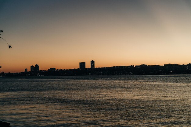 view of new jersey at sunset city silhouette