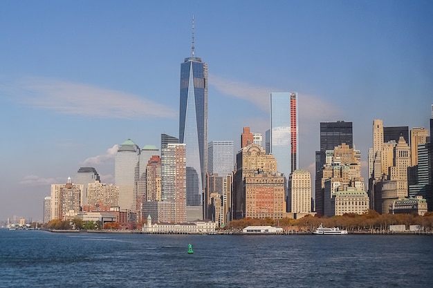 View of  New York City Downtown from the hudson river