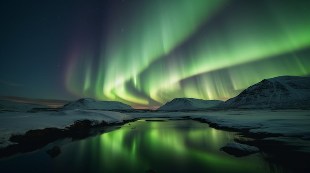 A view of the northern lights in iceland