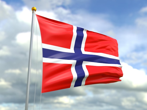 View of norway flag in the wind