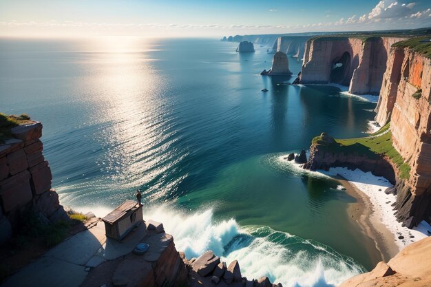 A view of the ocean from the cliffs of capri