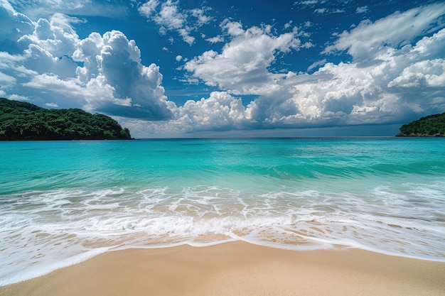 A view of the ocean from a sandy beach