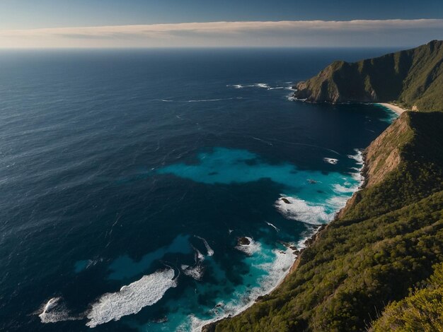 Photo a view of the ocean from the top of a cliff