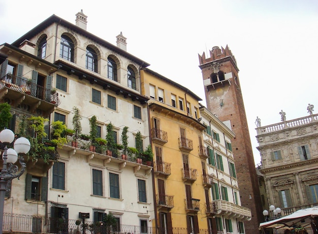 View of old houses on a summer day Verona Italy