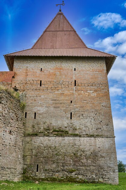 View of the old stone fortress with a watchtower