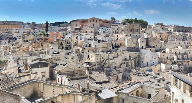 View on old town of Matera in basilicata Italy