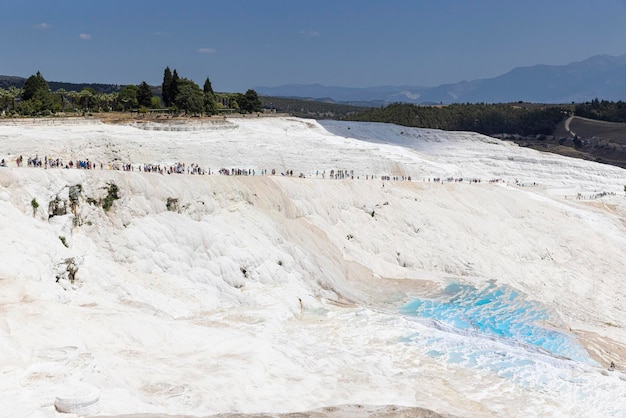 View of pamukkale natural limestone pools