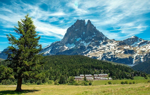 View of Pic du Midi Ossau in the french Pyrenees mountains