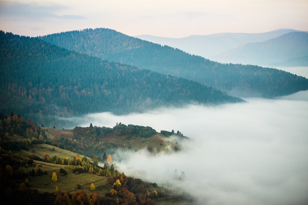 View of picturesque mountain valley with blue sky