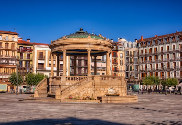 View of Plaza del Castillo one of the most touristic places in Pamplona Spain