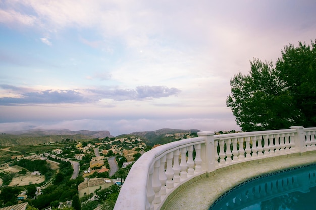 View of pool villas on the costa blanca at sunset spain real estate spain