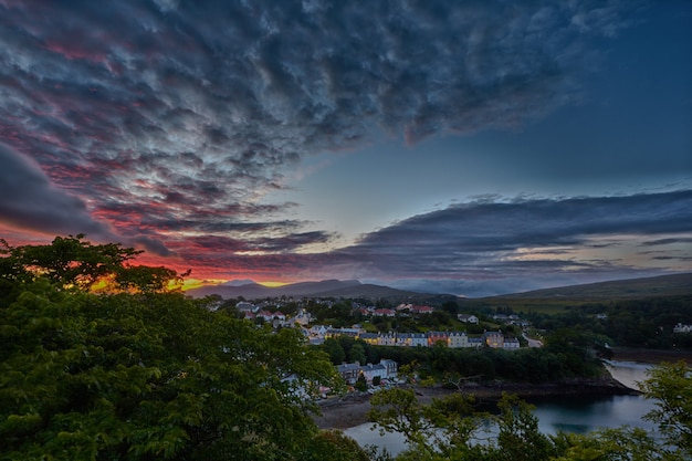 View on Portree before sunset, Scotland