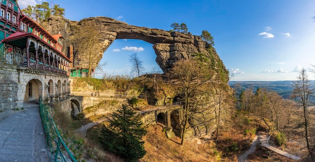 View of the Prebischtor Gate Bohemian Switzerland Czech Republic