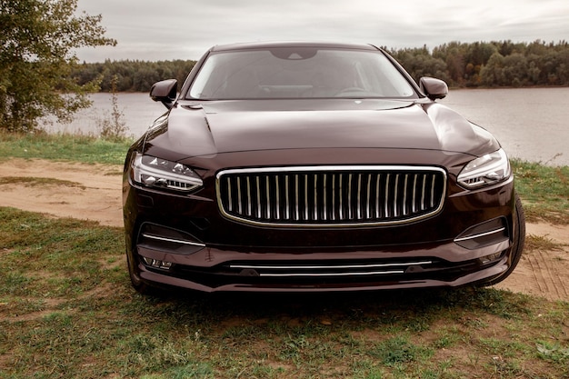 View of the prestigious sedan by the lake