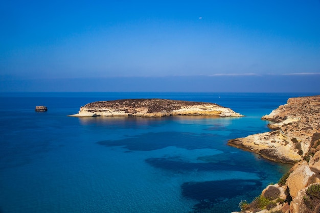 View of the Rabbits Beach or Conigli island Lampedusa