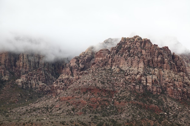 View of red rock canyon national park in Foggy day at nevadaUSA