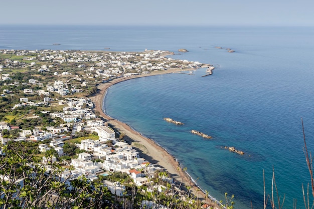 The view of the resort town of Chora and sea Northern Sporades Skyros island Greece