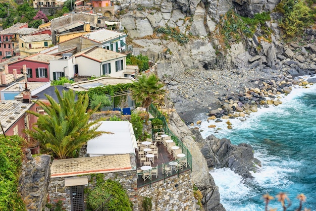 View to a restaurant terrace