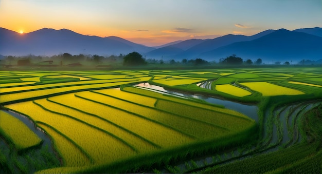 View of Rice Fields generated ai