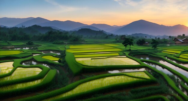 View of Rice Fields generated ai