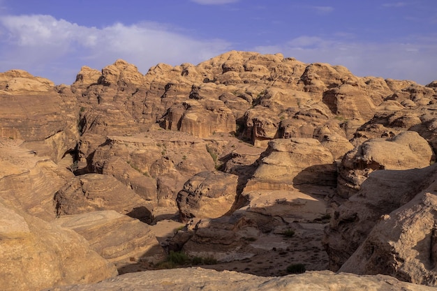 View of rocks and mountains in Petra Jordan