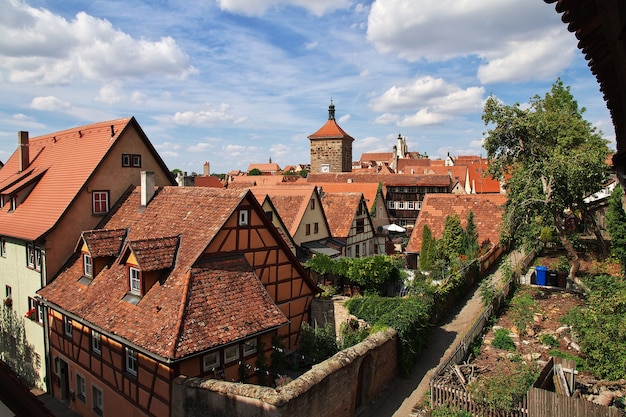 The view in roofs of Rotenburg on Tauber in Germany