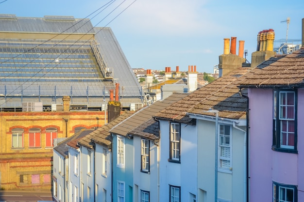 View of a row of houses in the city of Brighton