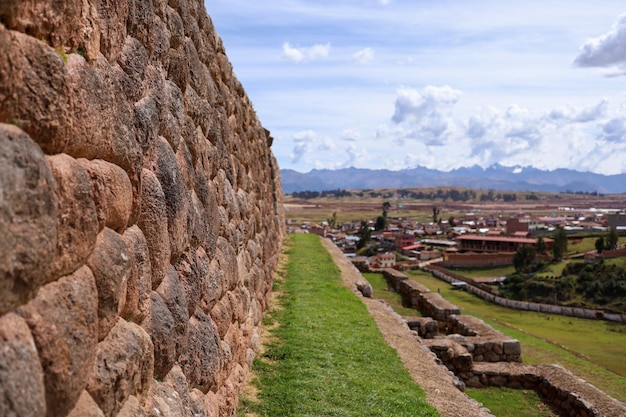 View of the ruins of the Inca temple of Chinchero in Cusco