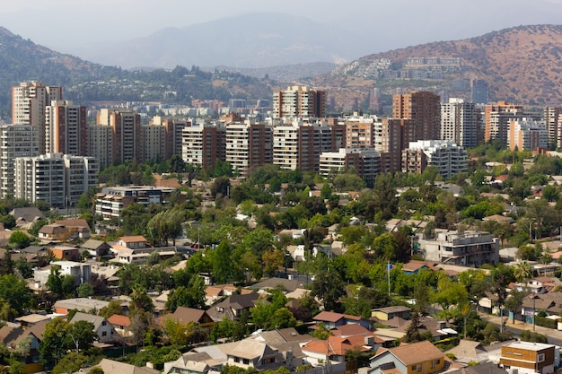 Photo view of santiago city residential neighborhood on sunny day in chile