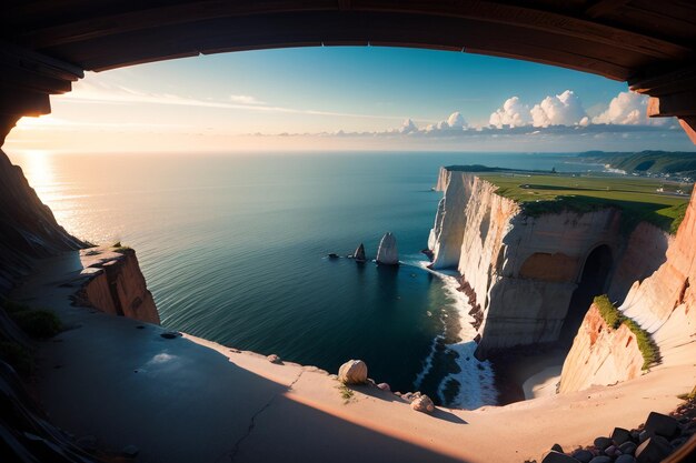 A view of the sea from a bridge