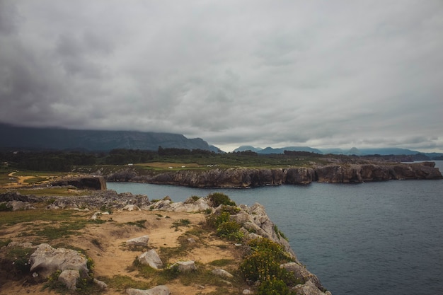 View of the sea from the cliffs of Asturias