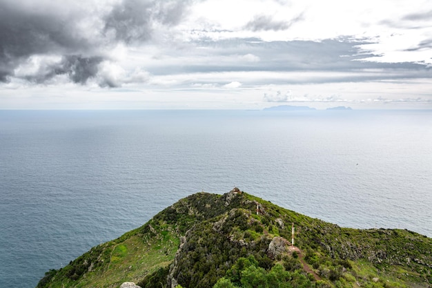 A view of the sea from the top of a mountain