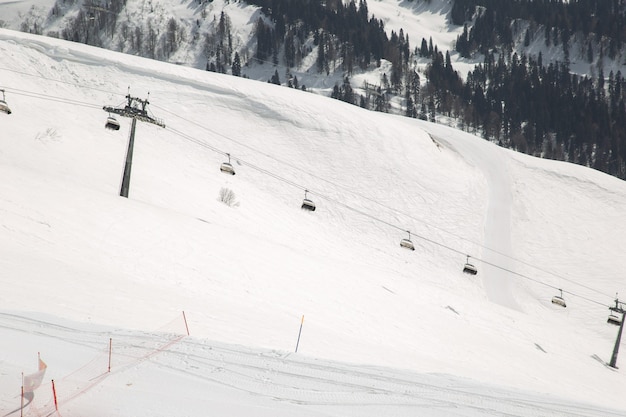 View of the ski lifts in the mountains