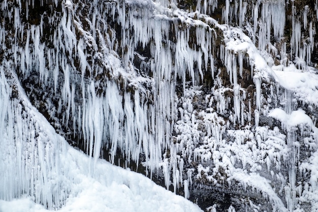 Photo view of skogafoss waterfall in winter